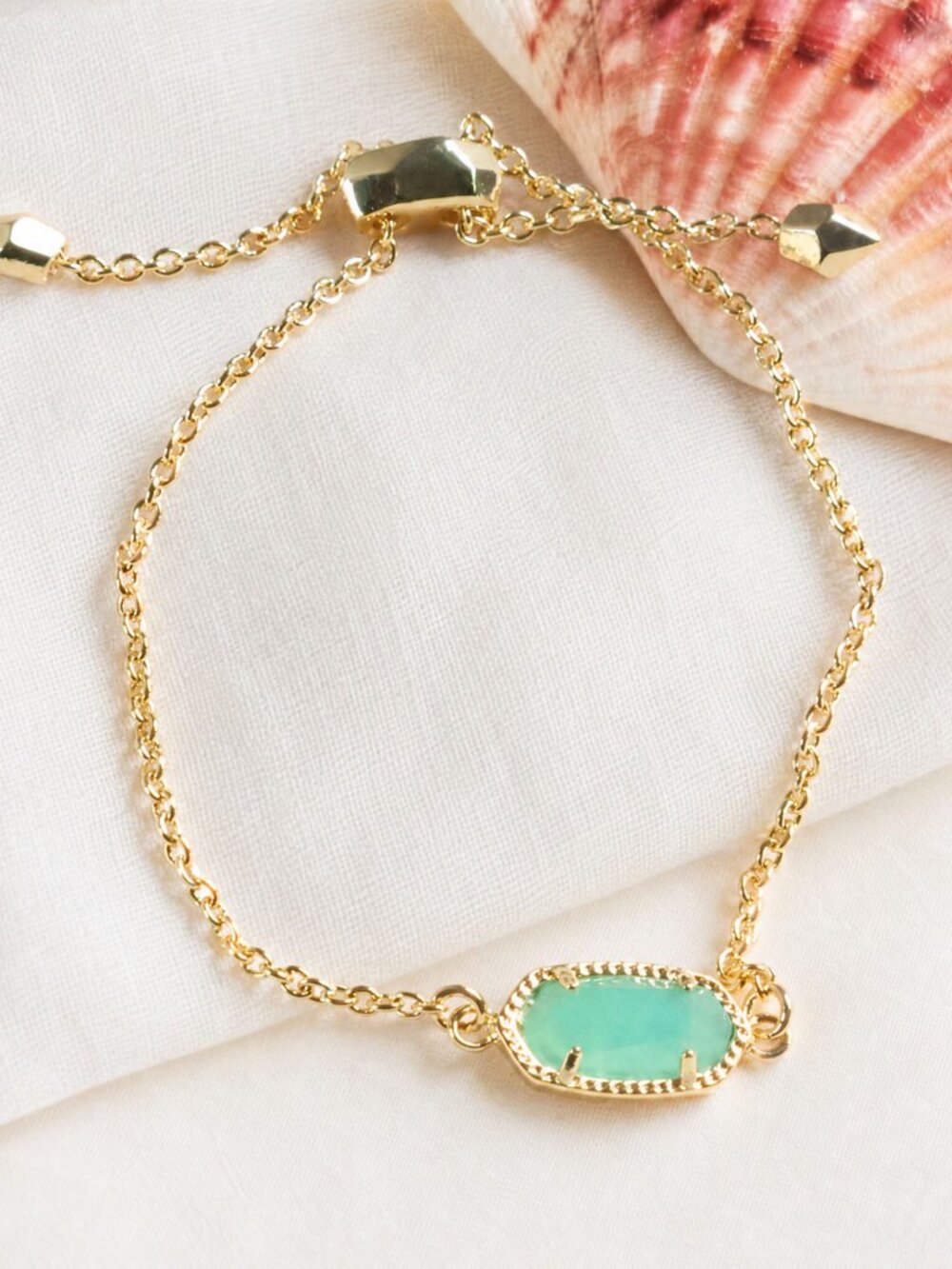 Kendra Scott Elaina Gold Chalcedony Glass Adjustable Chain Bracelet - Picture 2 of 2